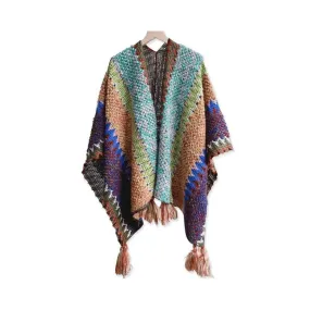 Pre Order:  Braided Fringed Knit Shawl Coat