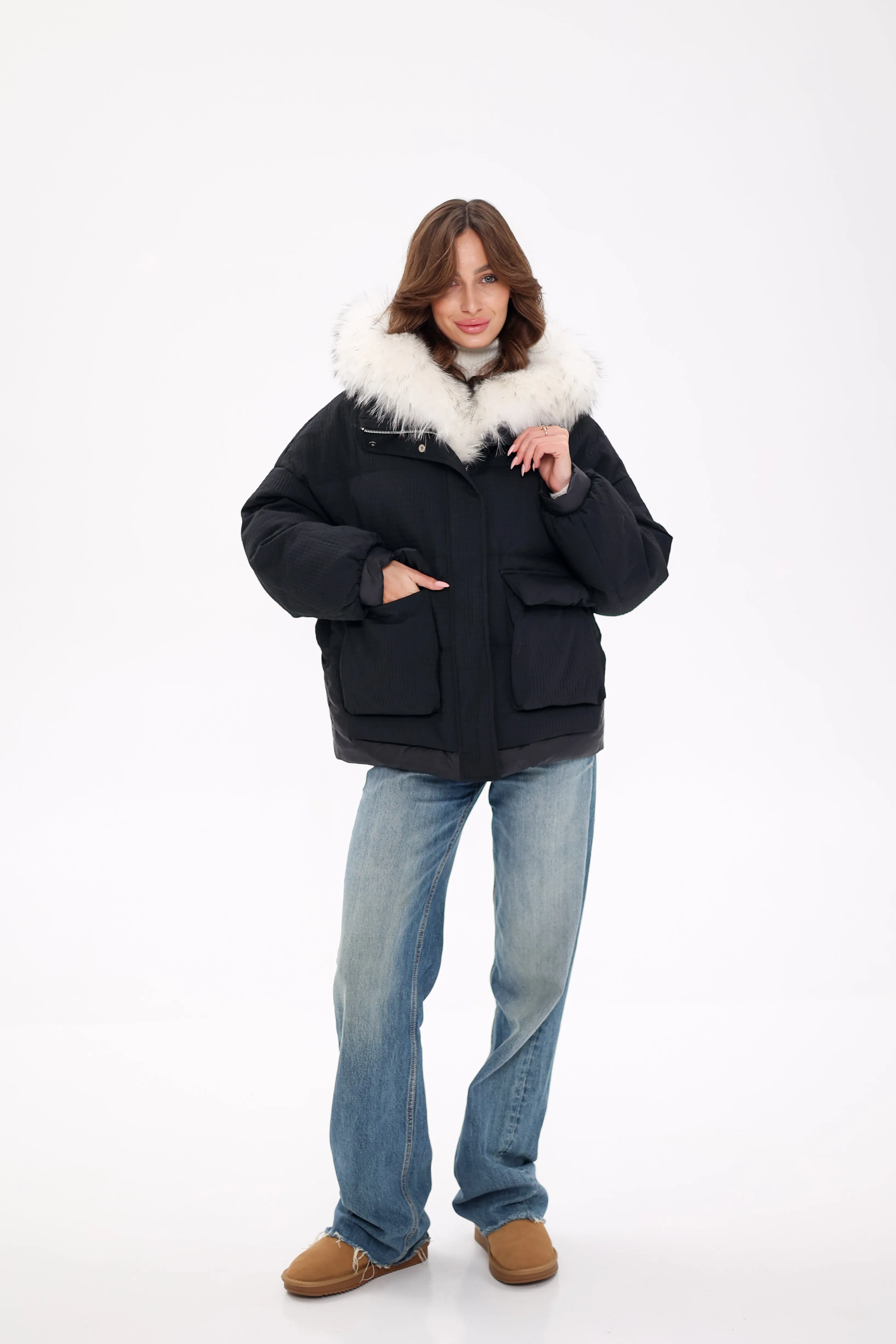 Pre-Order. Ships November 20. Genuine Fox Fur Cropped Down Fill Parka