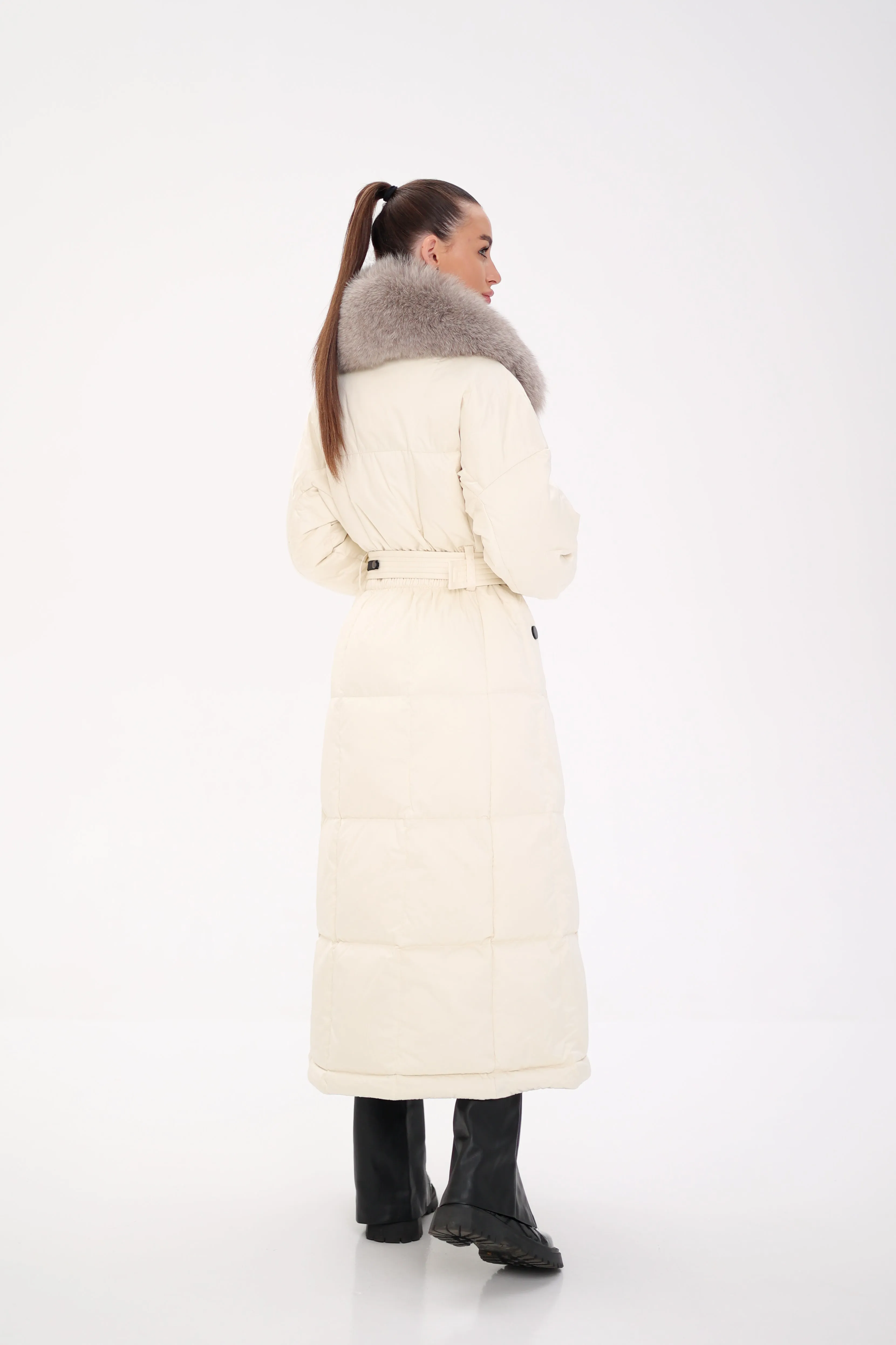 Pre-order. Ships November 20. Genuine Polar Fox Fur Trim Down Fill Coat