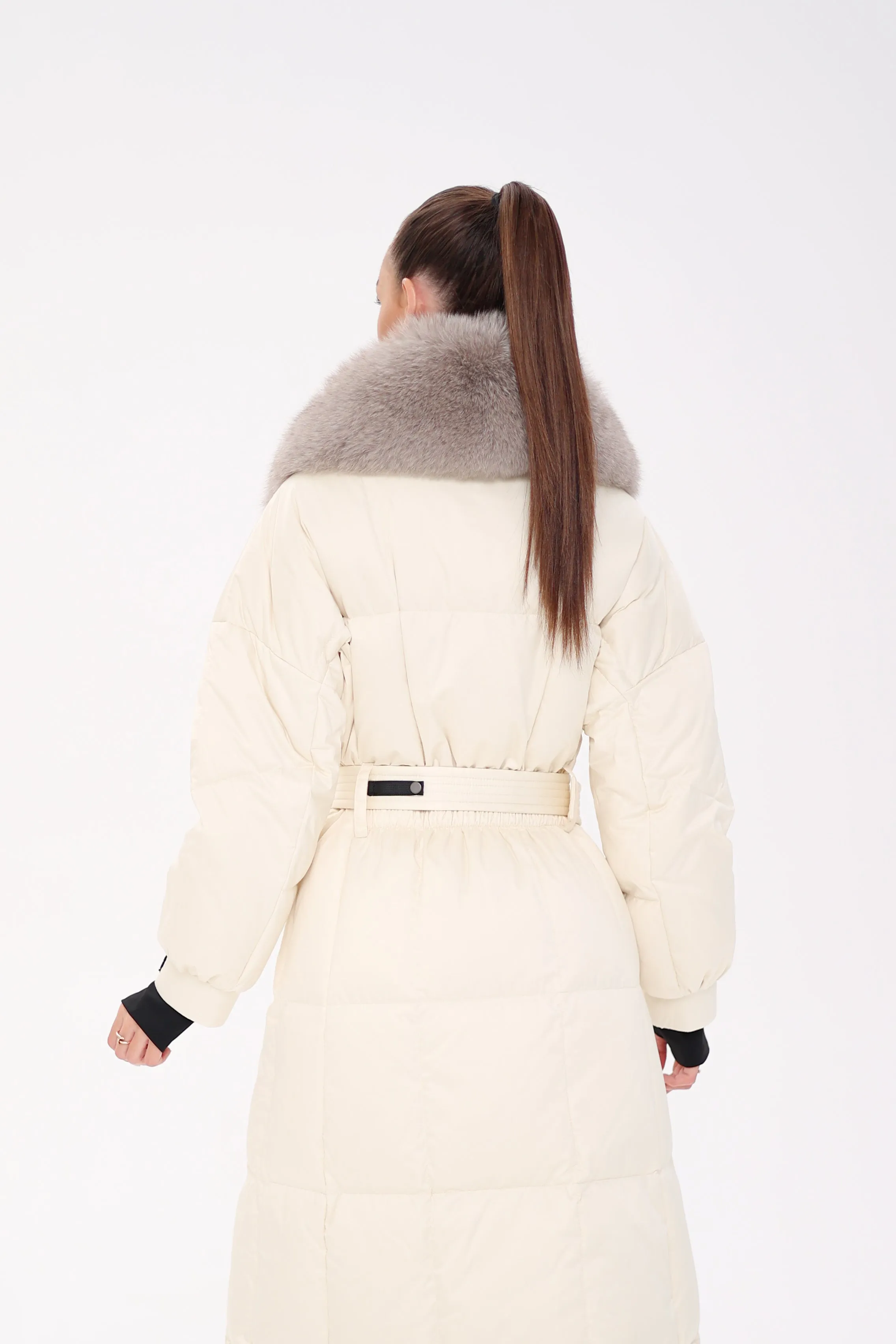 Pre-order. Ships November 20. Genuine Polar Fox Fur Trim Down Fill Coat