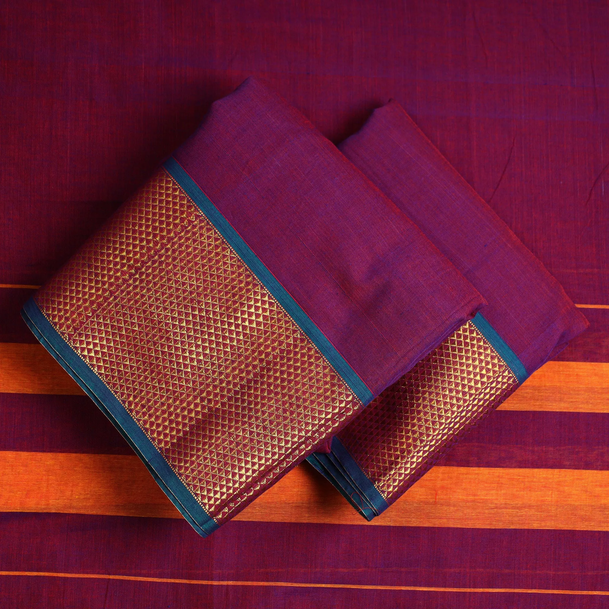 Purple - 3pc Dharwad Cotton Suit Material Set 10