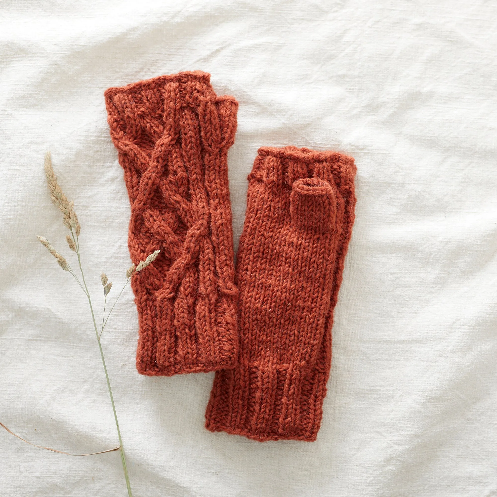 RAJA Cable Knit Wool Lined Wristwarmer Gloves (WS)