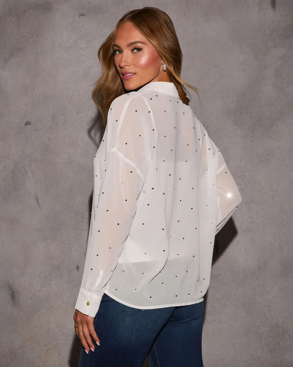 Ravena Sheer Button Down Top