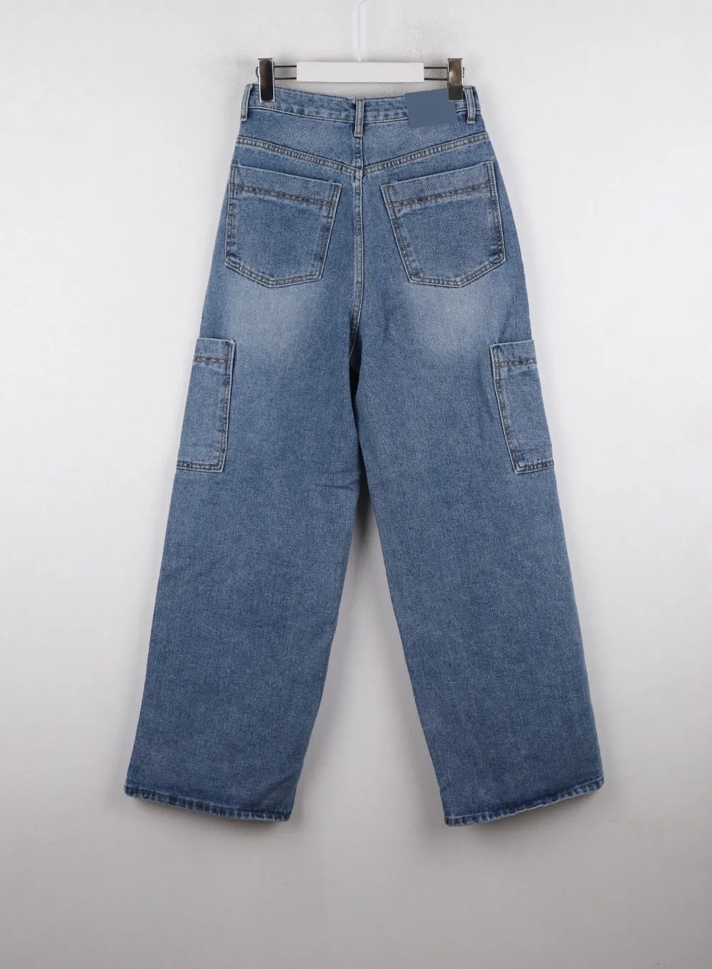 Recycled Polyester Cargo Washed Wide Leg Jeans CD314