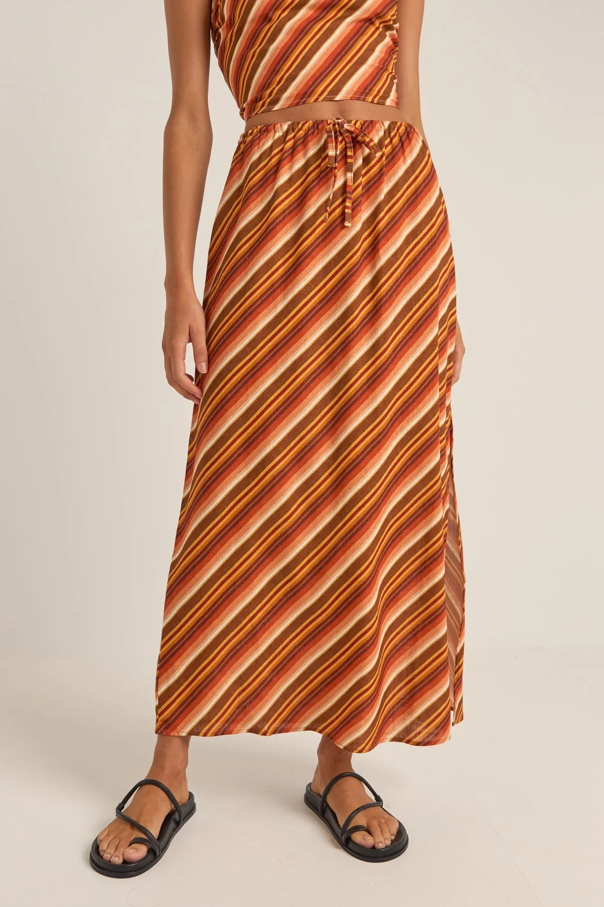 RHYTHM Chica Stripe Woven Maxi Skirt