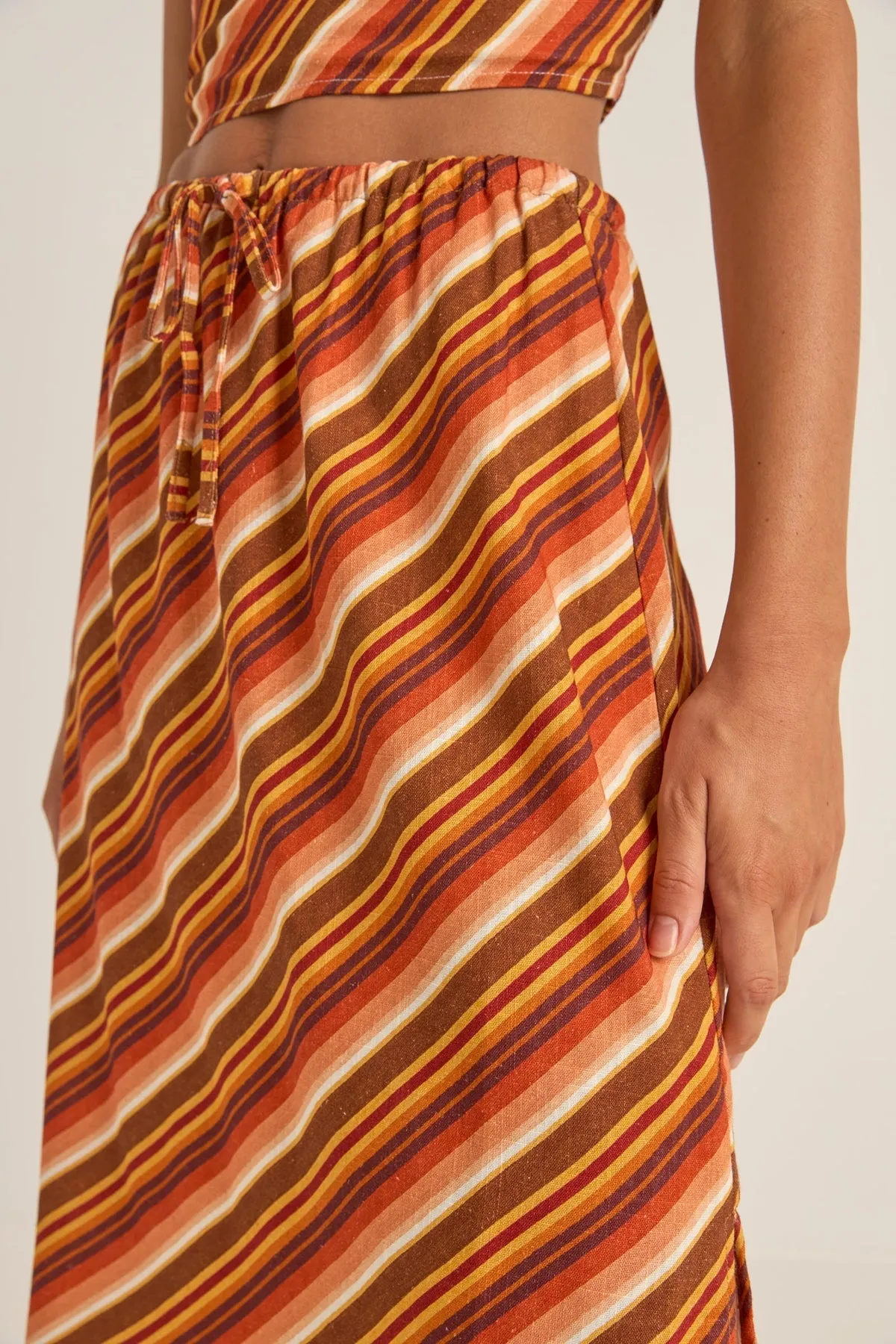 RHYTHM Chica Stripe Woven Maxi Skirt