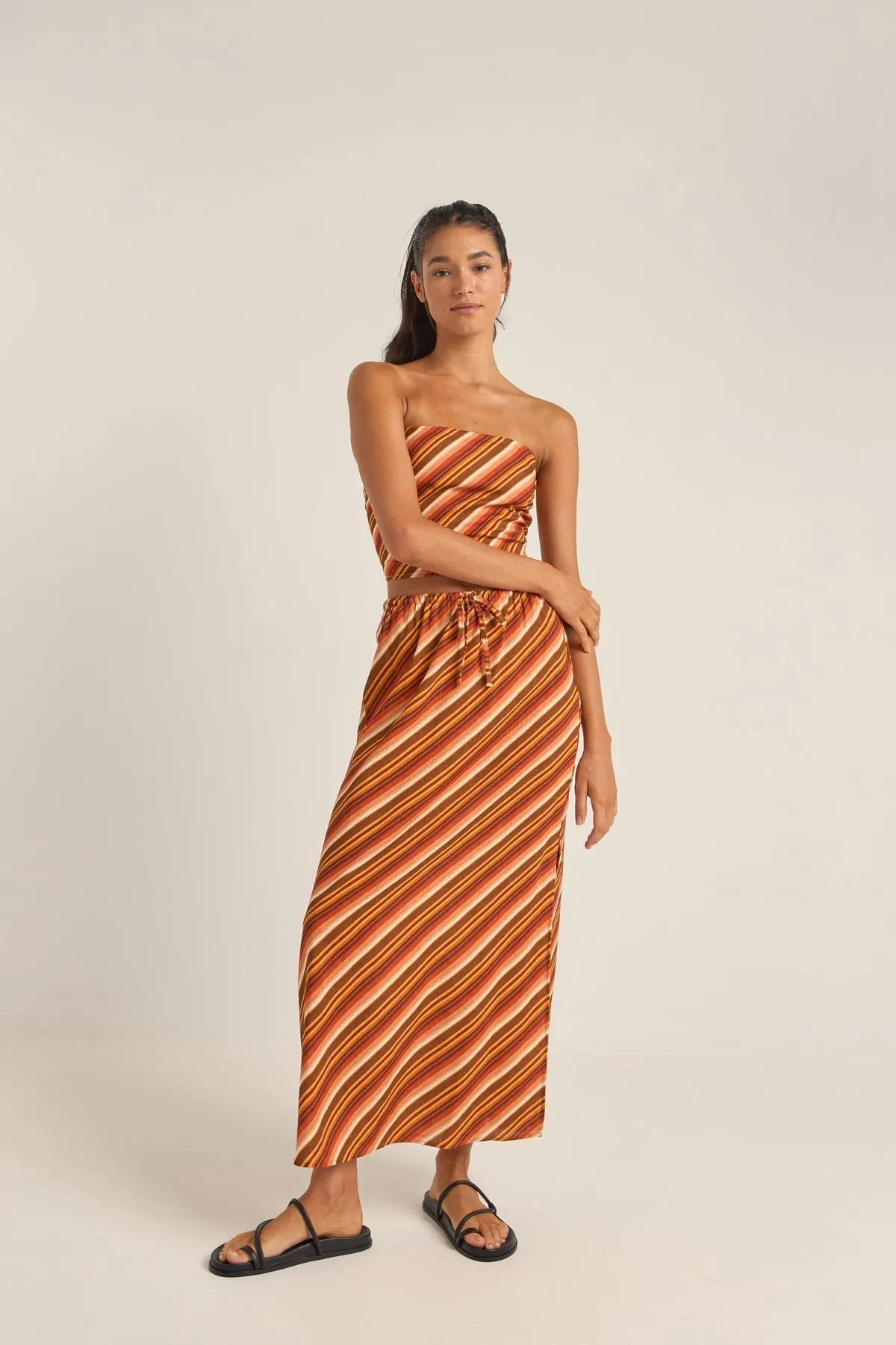 RHYTHM Chica Stripe Woven Maxi Skirt