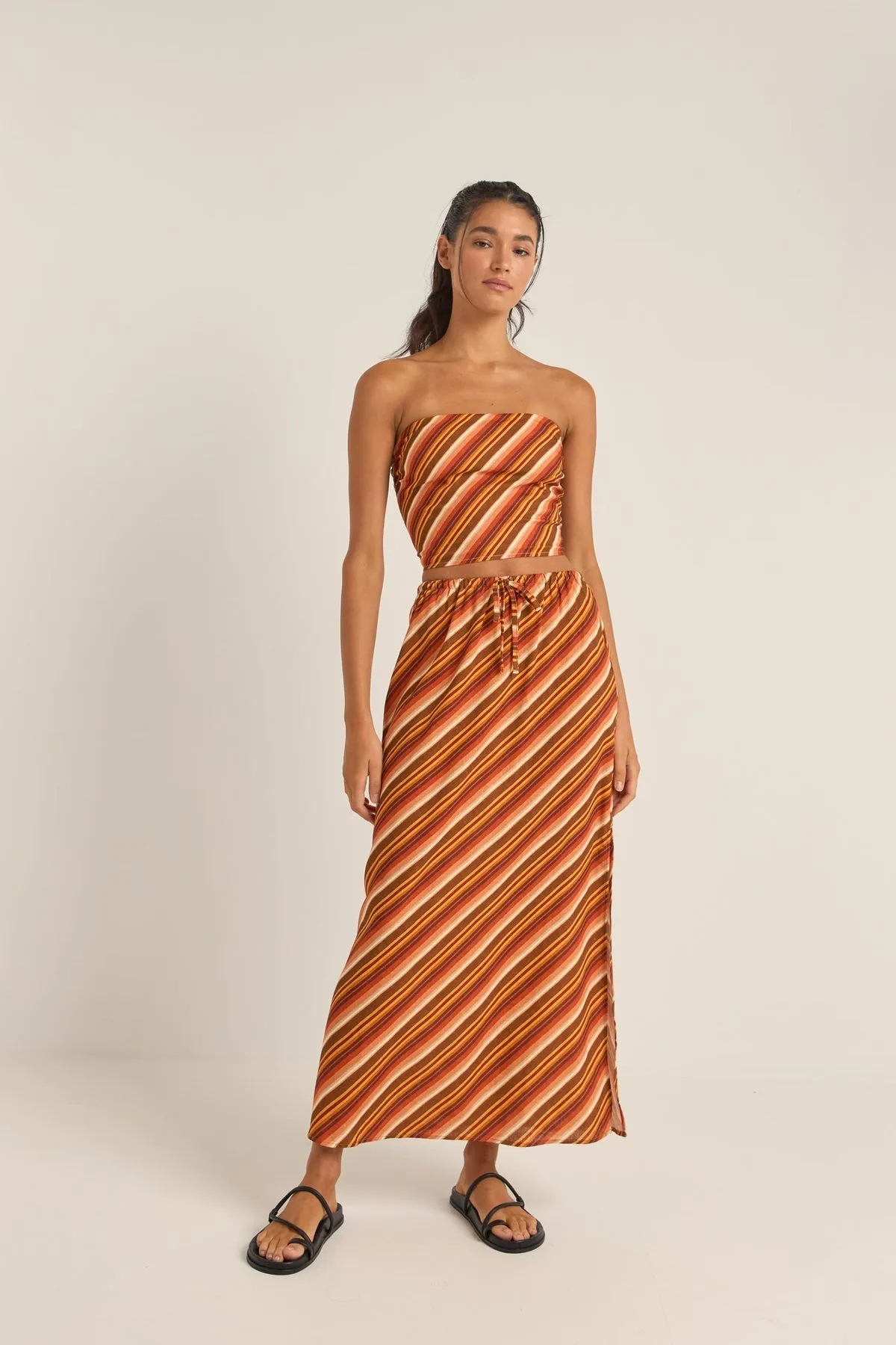 RHYTHM Chica Stripe Woven Maxi Skirt