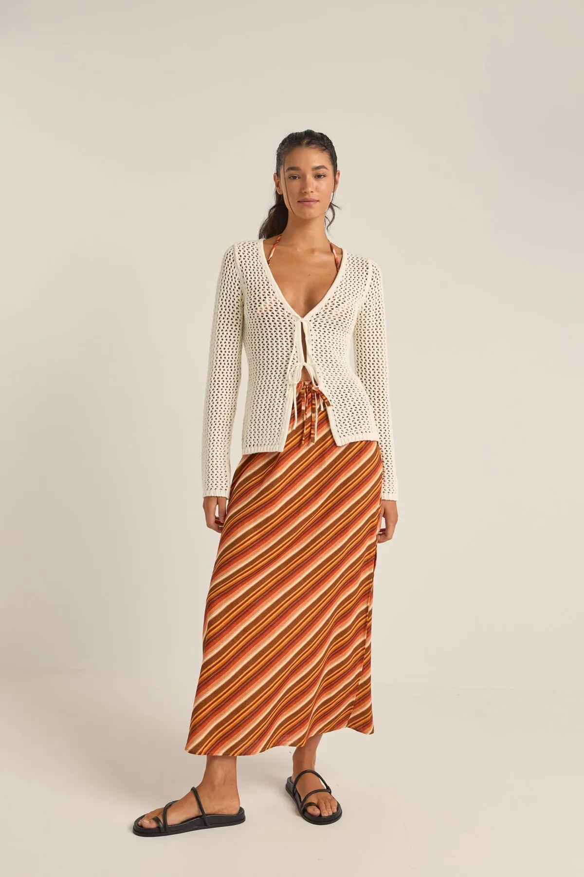 RHYTHM Chica Stripe Woven Maxi Skirt