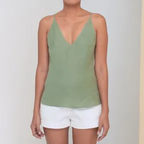 RINKI V CAMISOLE - Linen | Light Olive Green