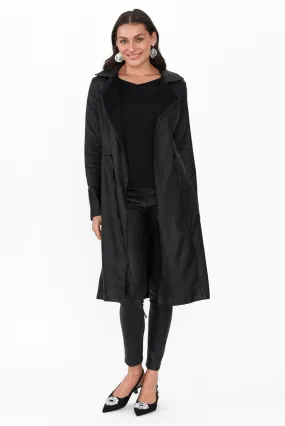 Rois Black Faux Leather Trench Coat