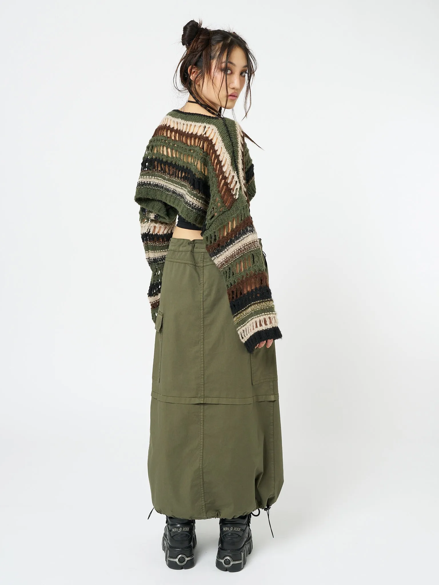 Ruby Khaki Maxi Cargo Skirt