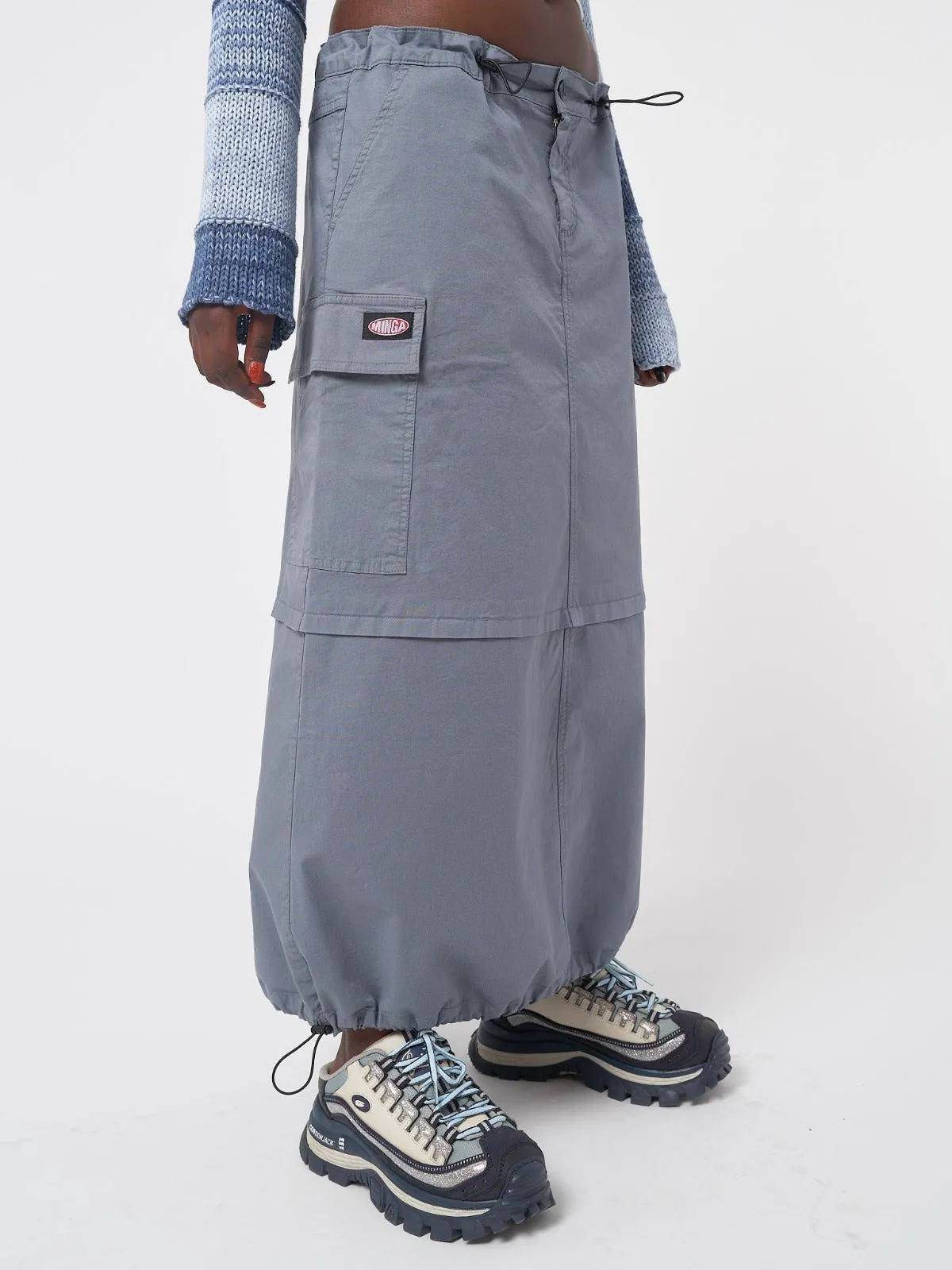 Ruby Stone Blue Maxi Tech Cargo Skirt