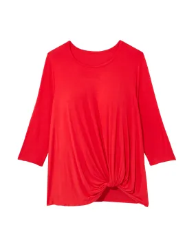 Ryan Long Sleeve Side Twist Top | Red