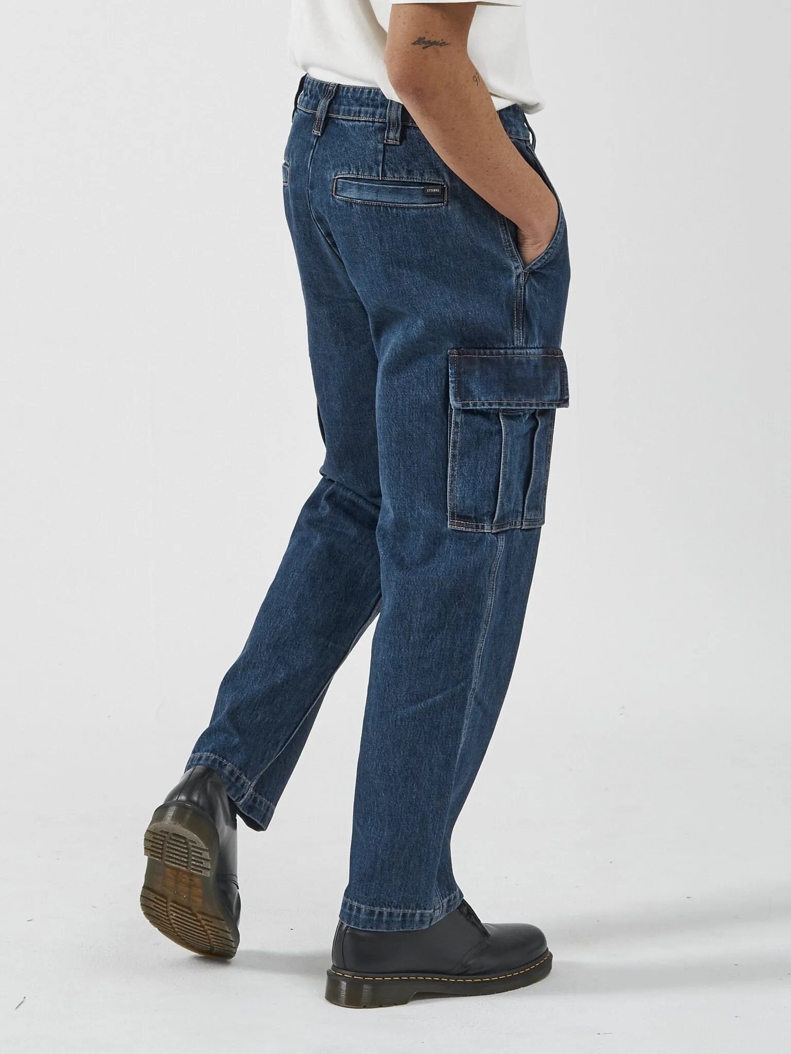 Slacker Denim Cargo Jean - Dark Rinse Blue