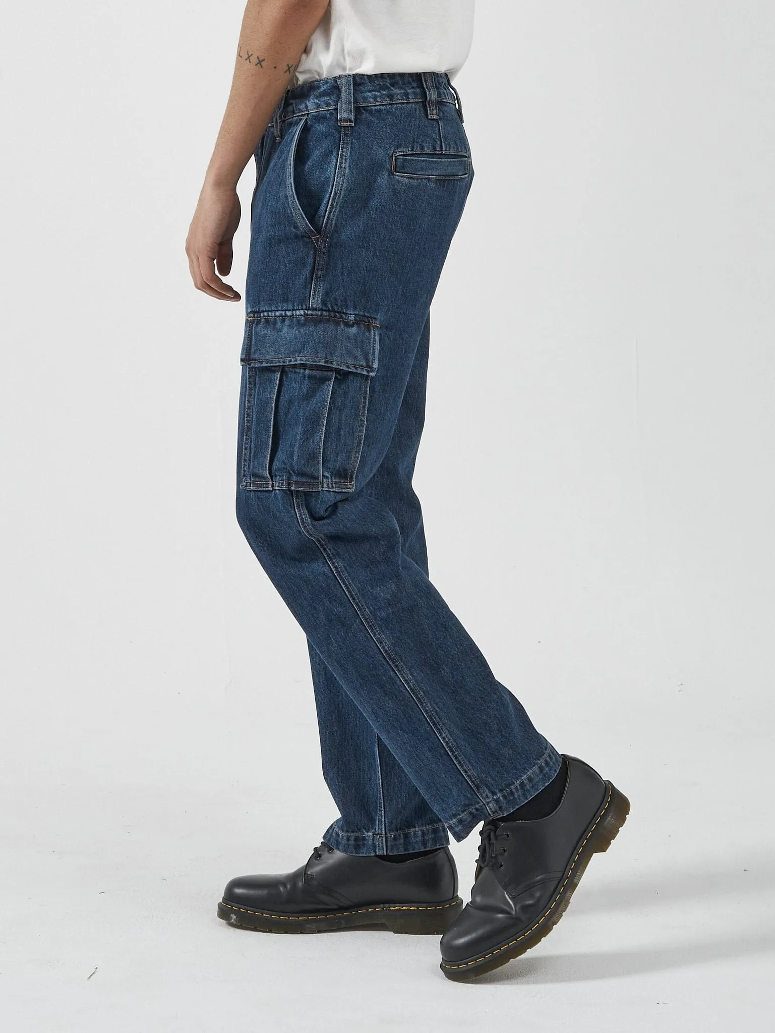 Slacker Denim Cargo Jean - Dark Rinse Blue