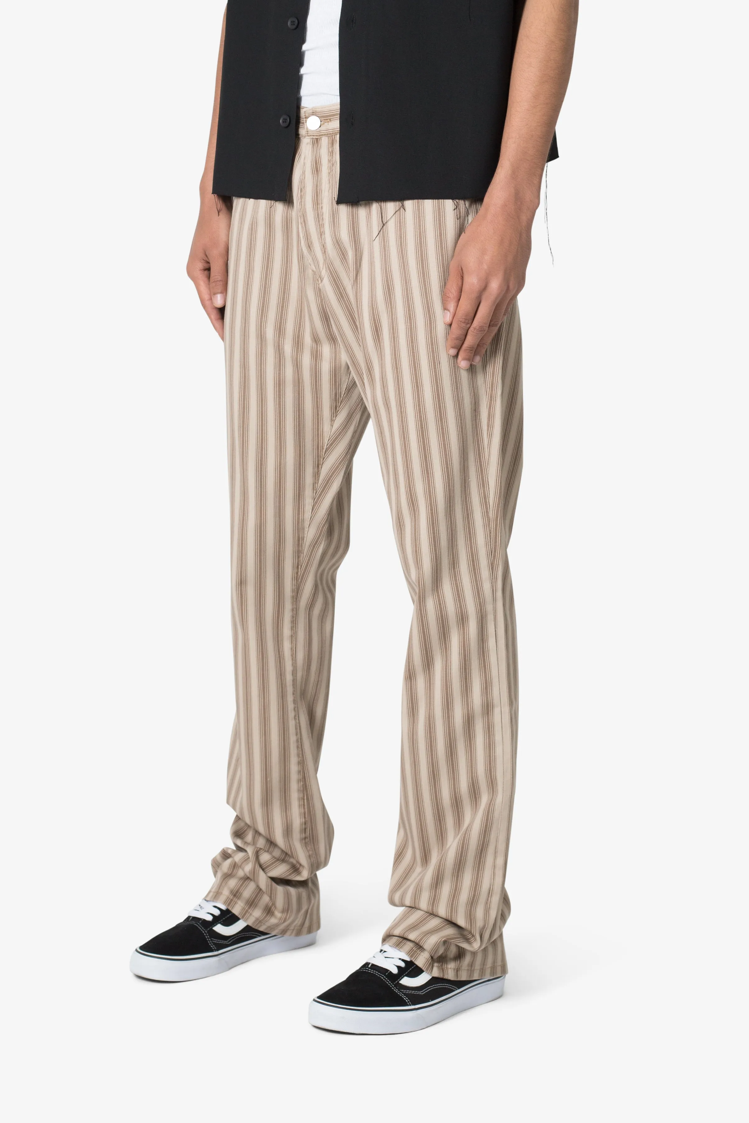 Striped Flare Pants - Brown