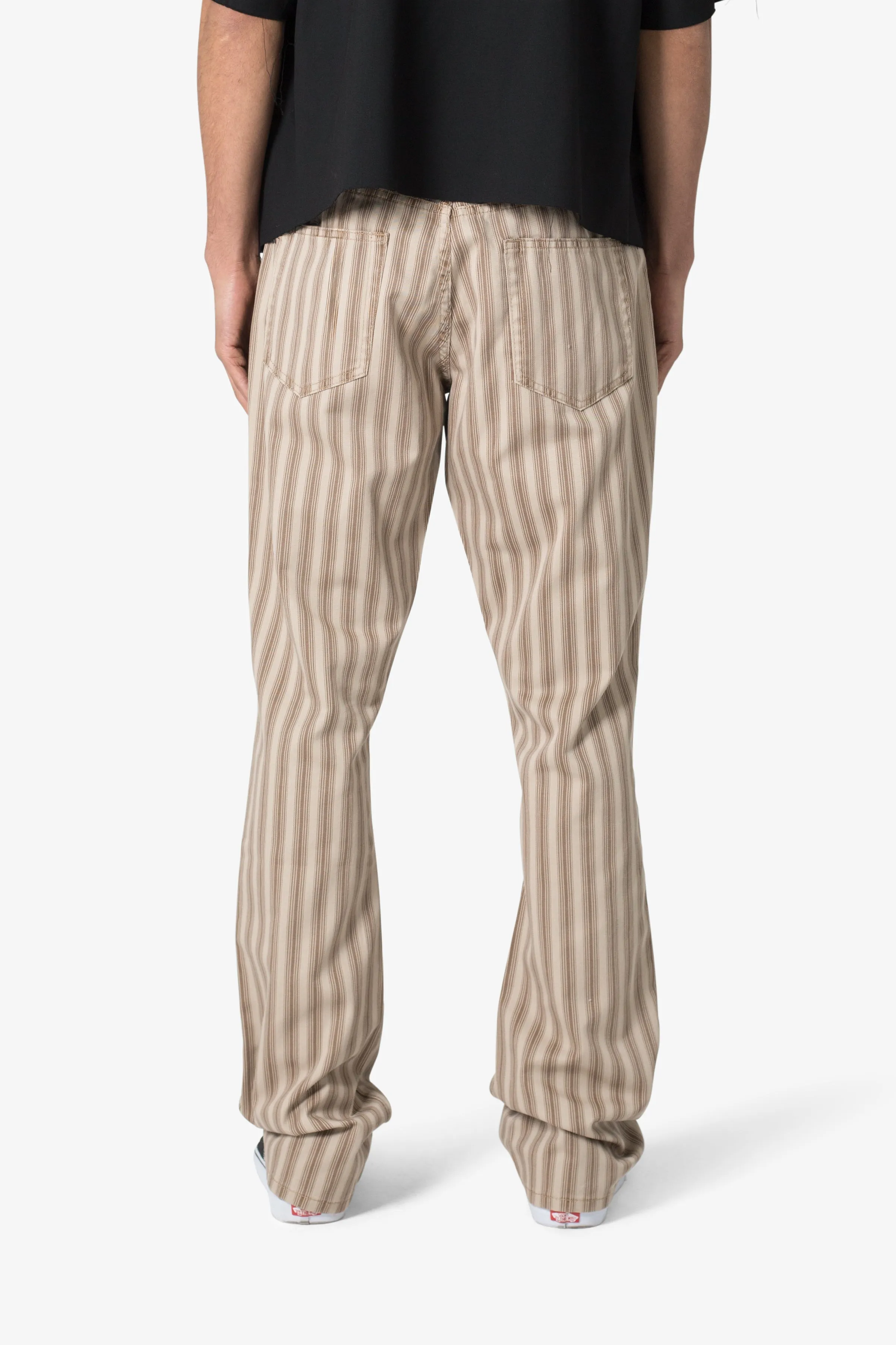 Striped Flare Pants - Brown