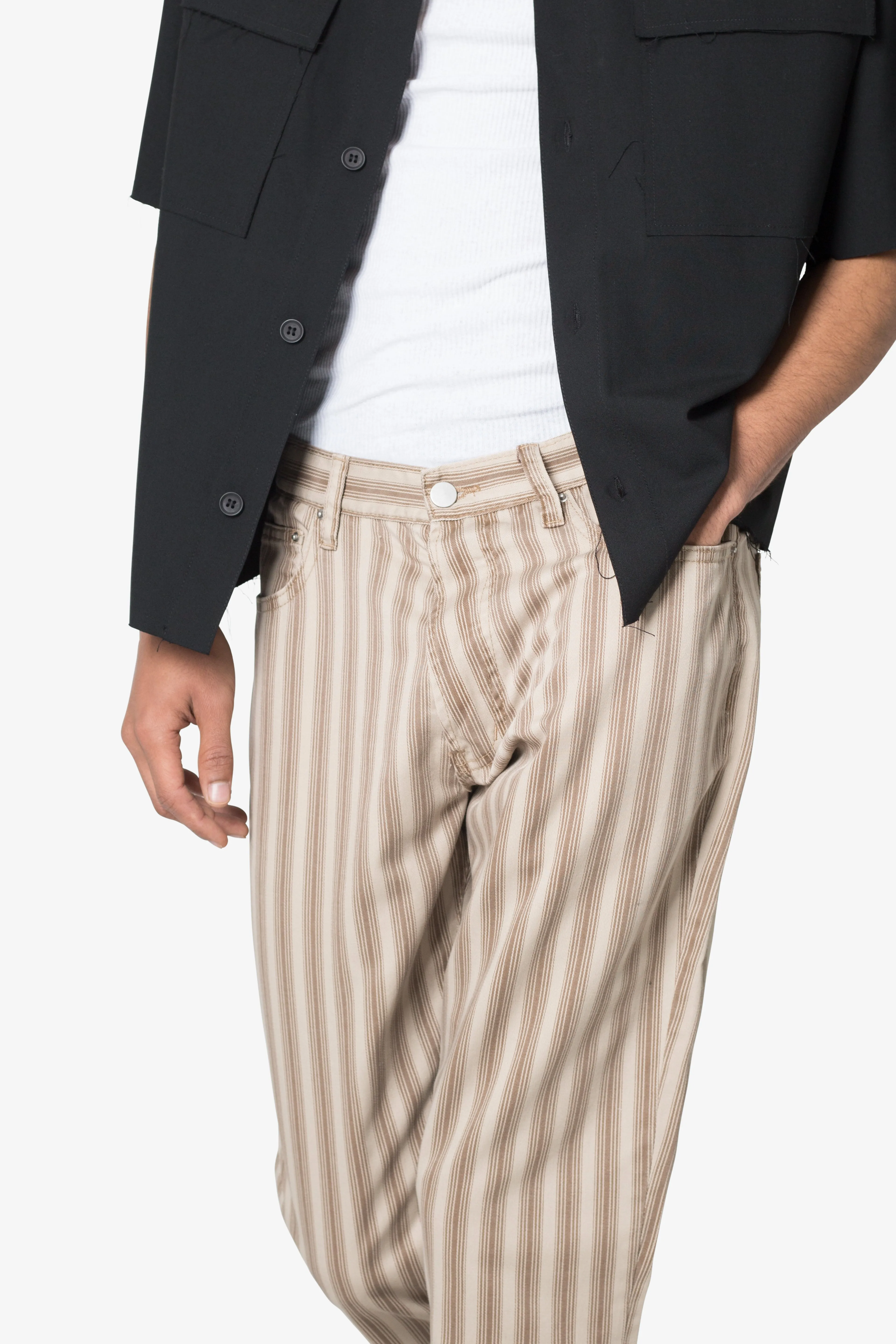 Striped Flare Pants - Brown