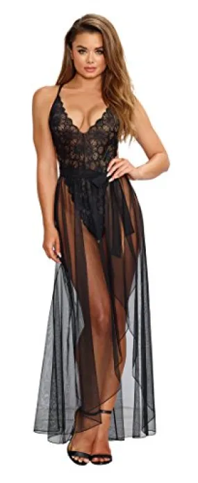 Stylish Women's Teddy and Matching Sheer Wraparound Skirt Lingerie