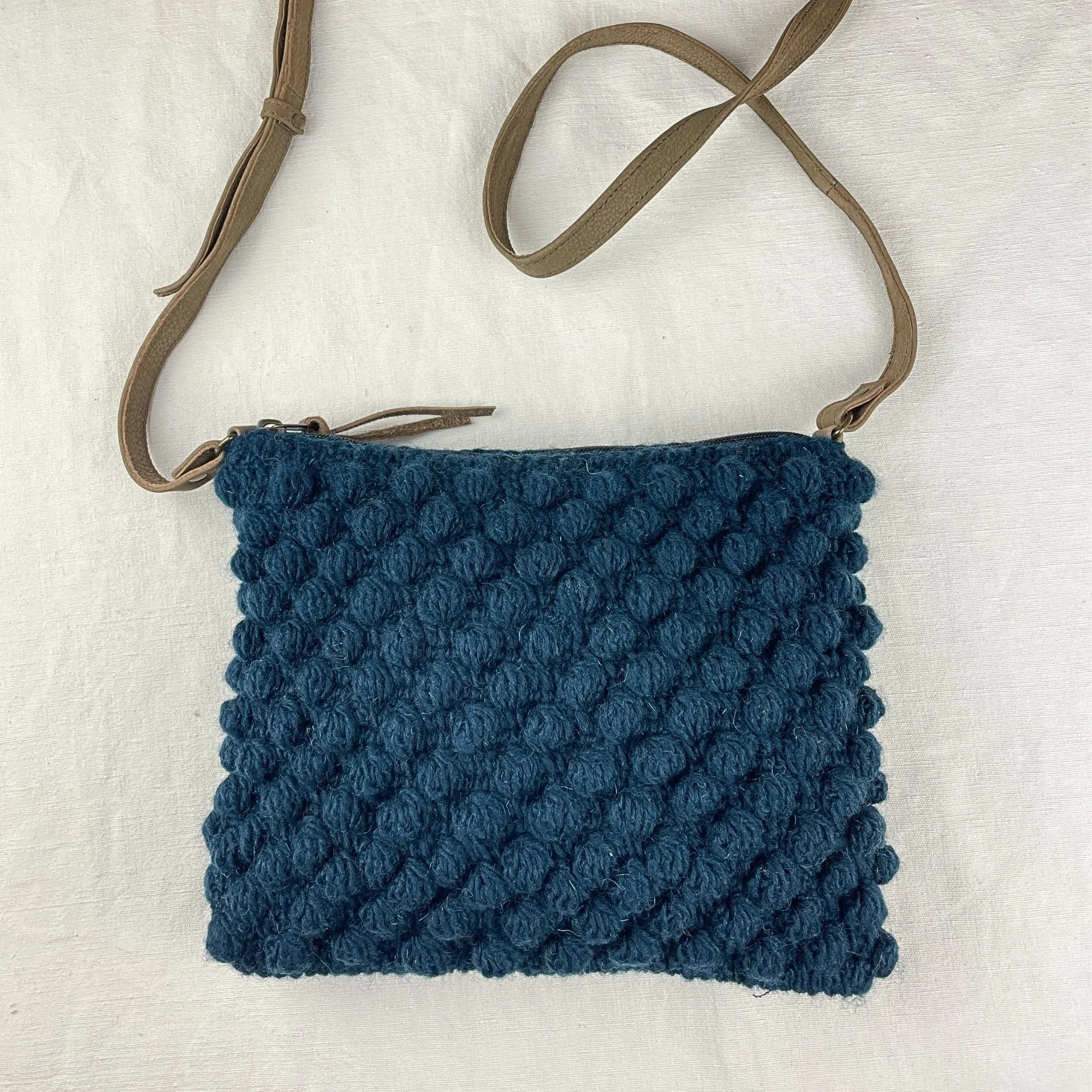 SUMAN Crochet Boho Bobble Cross Body Handbag