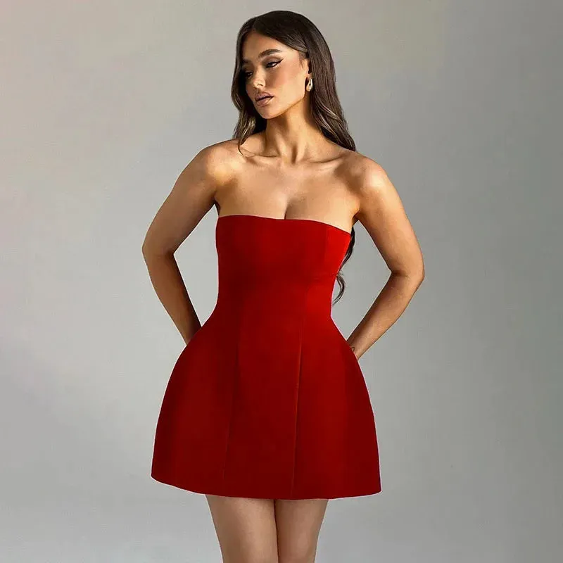 TARUXY strapless high-waisted mini dress