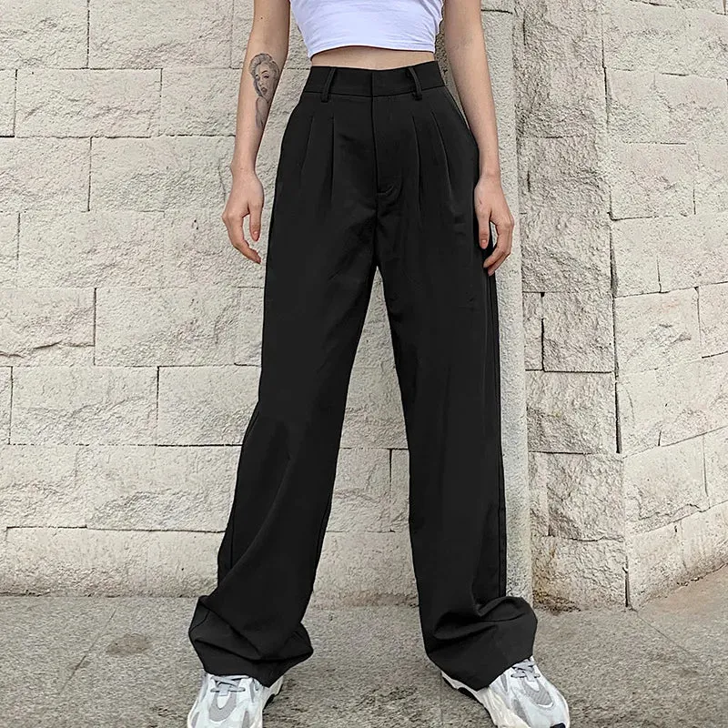 TAVIMART  -  Women Cargo Pants Black Y2K Casual Jeans Low Rise Trousers Blue Vintage Gothic Print Baggy Wide Leg Denim Aesthetic