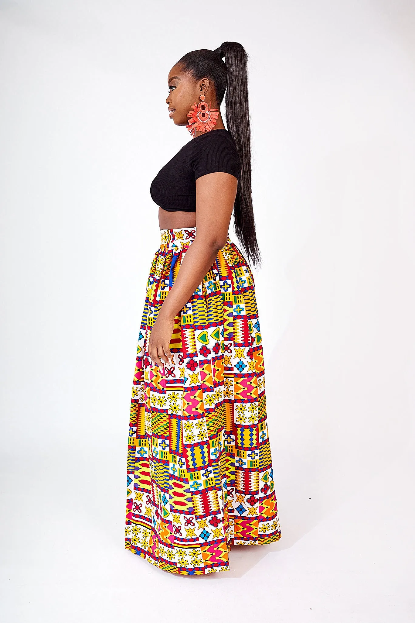 TELE AFRICAN PRINT MAXI SKIRT