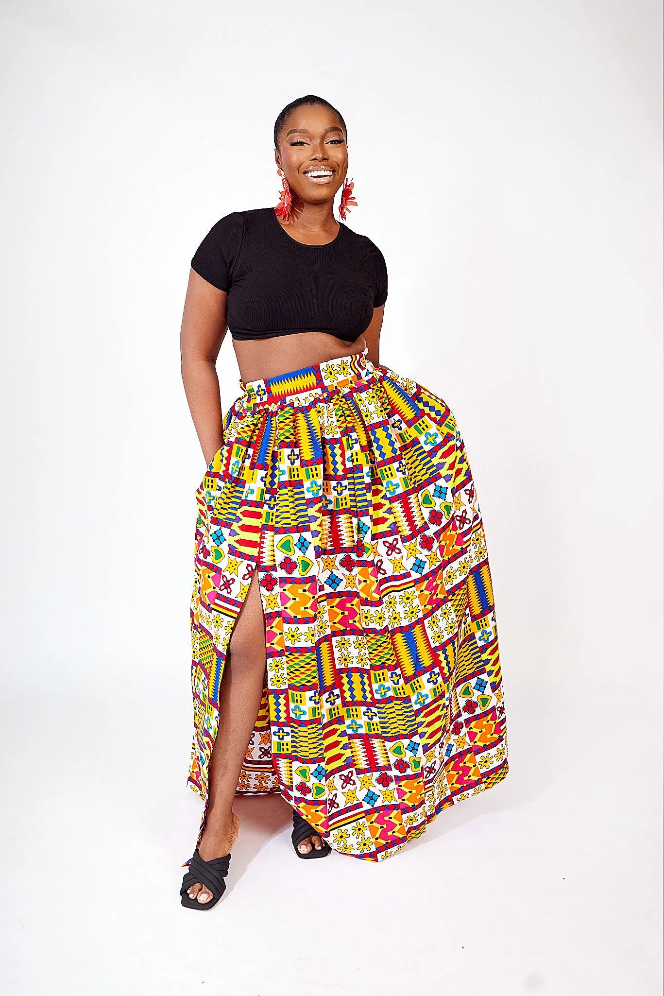 TELE AFRICAN PRINT MAXI SKIRT