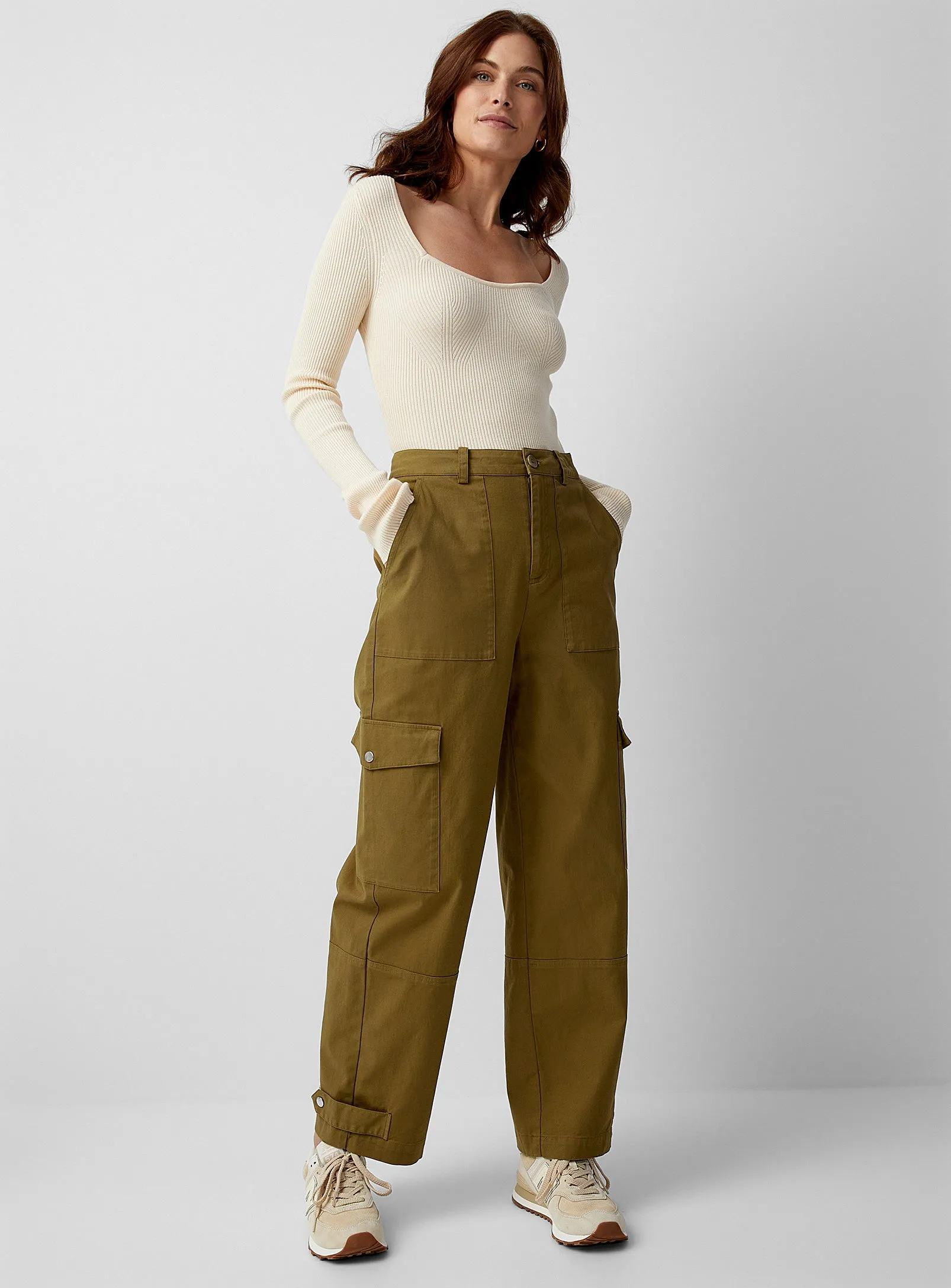 The Crina Cargo Pants by Part Two - Khaki - PLUS