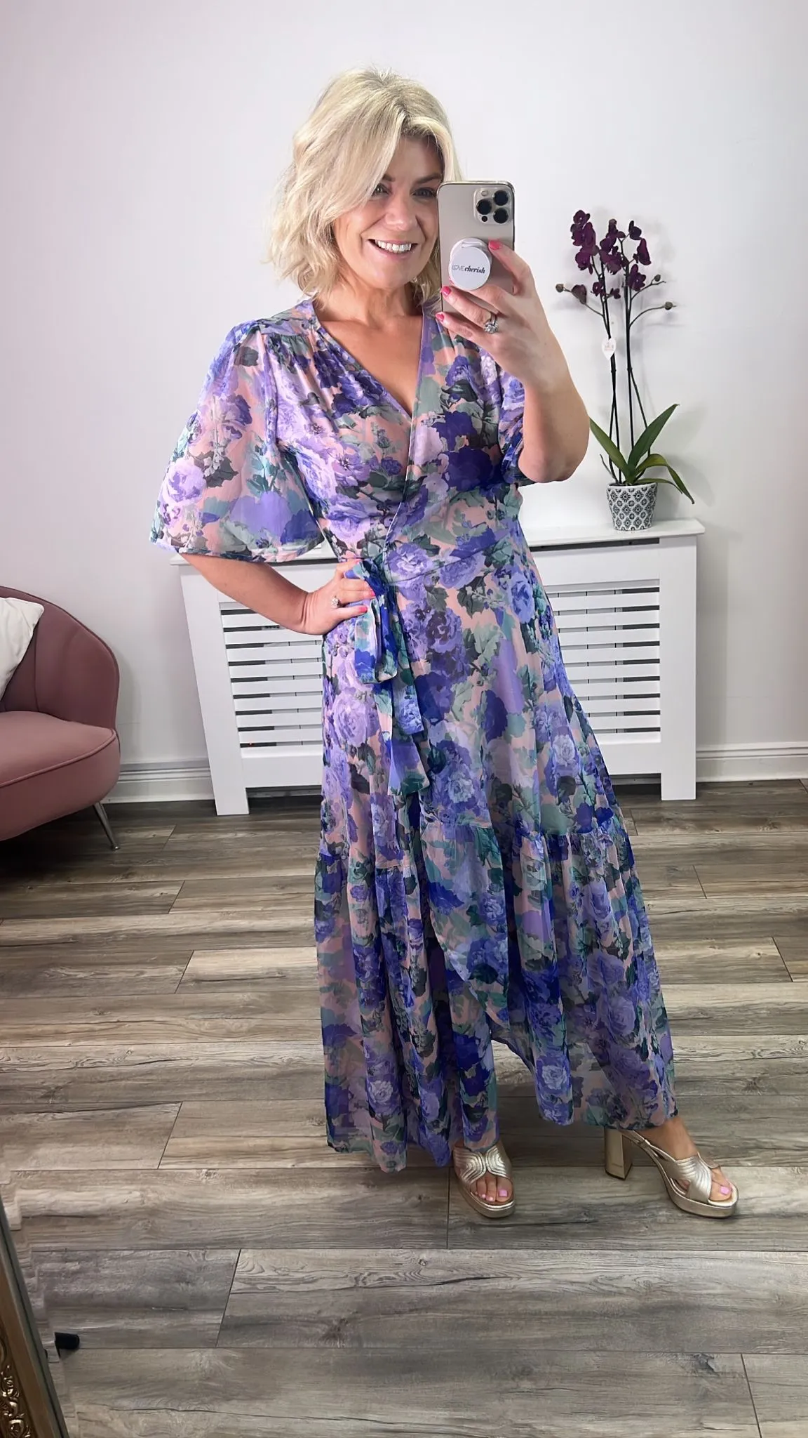 The Eira Flutter Sleeve Maxi Wrap Dress With Tie Waist