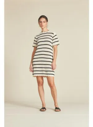 Trovata - Mer Knit Dress in Antique white/black stripe