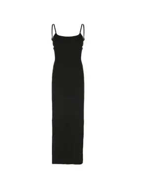 Uniwim Solid Backless Thigh Split Maxi Dress