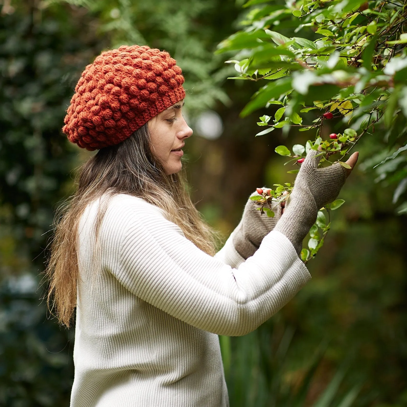 URJITA Boho Bobble Knit Wool Beret Hat (WS)