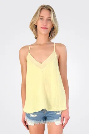 V Neck Gauze Cami - Lemon