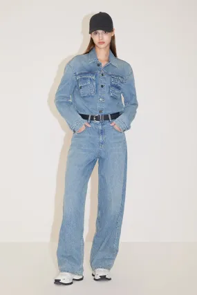 Vintage Cargo Style Denim Jumpsuit