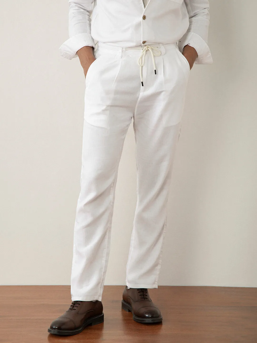 White Cotton Lightweight Pants