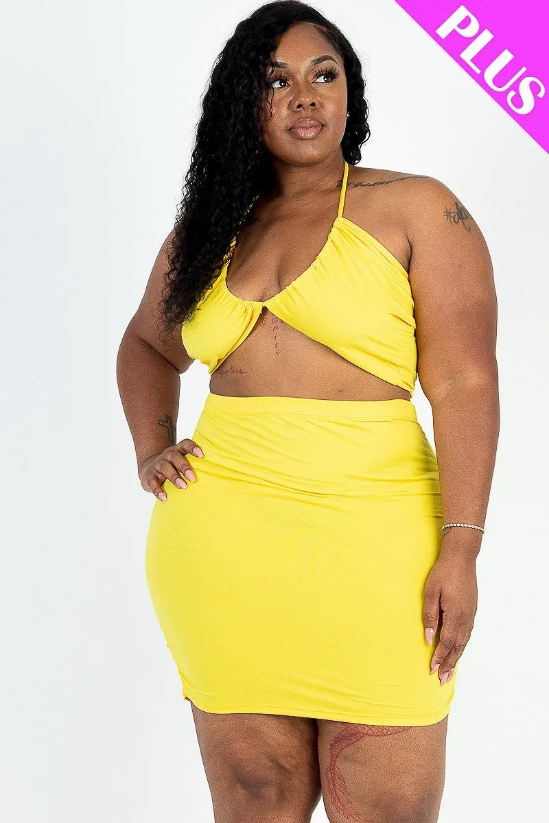 Wholesale Plus Size Halter Mini Skirt Set