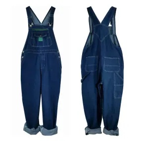 Wiaofellas  -  Men Overalls Bib Jeans Oversized Huge Loose Straight Denim Jumpsuits Wide Leg Cargo Pants Hip Hop Blue Trousers Large Size 28-50