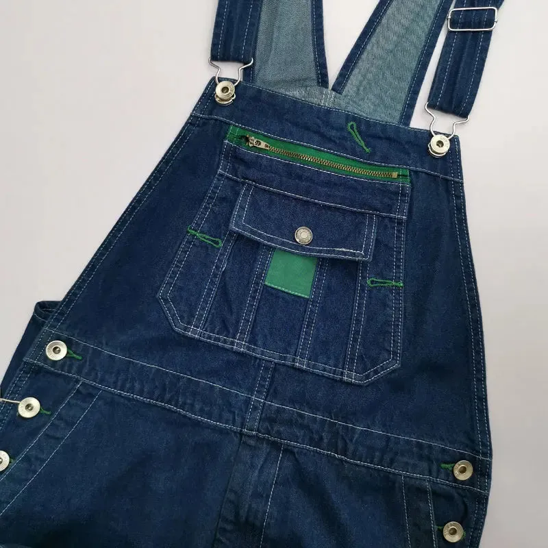 Wiaofellas  -  Men Overalls Bib Jeans Oversized Huge Loose Straight Denim Jumpsuits Wide Leg Cargo Pants Hip Hop Blue Trousers Large Size 28-50