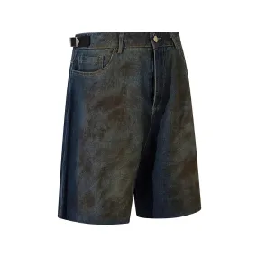 Wiaofellas  -  Streetwear Painted Graffiti Washed Blue Baggy Cargo Shorts Mens Summer Wide Leg Denim Pants Oversize Jeans Five Point Pants