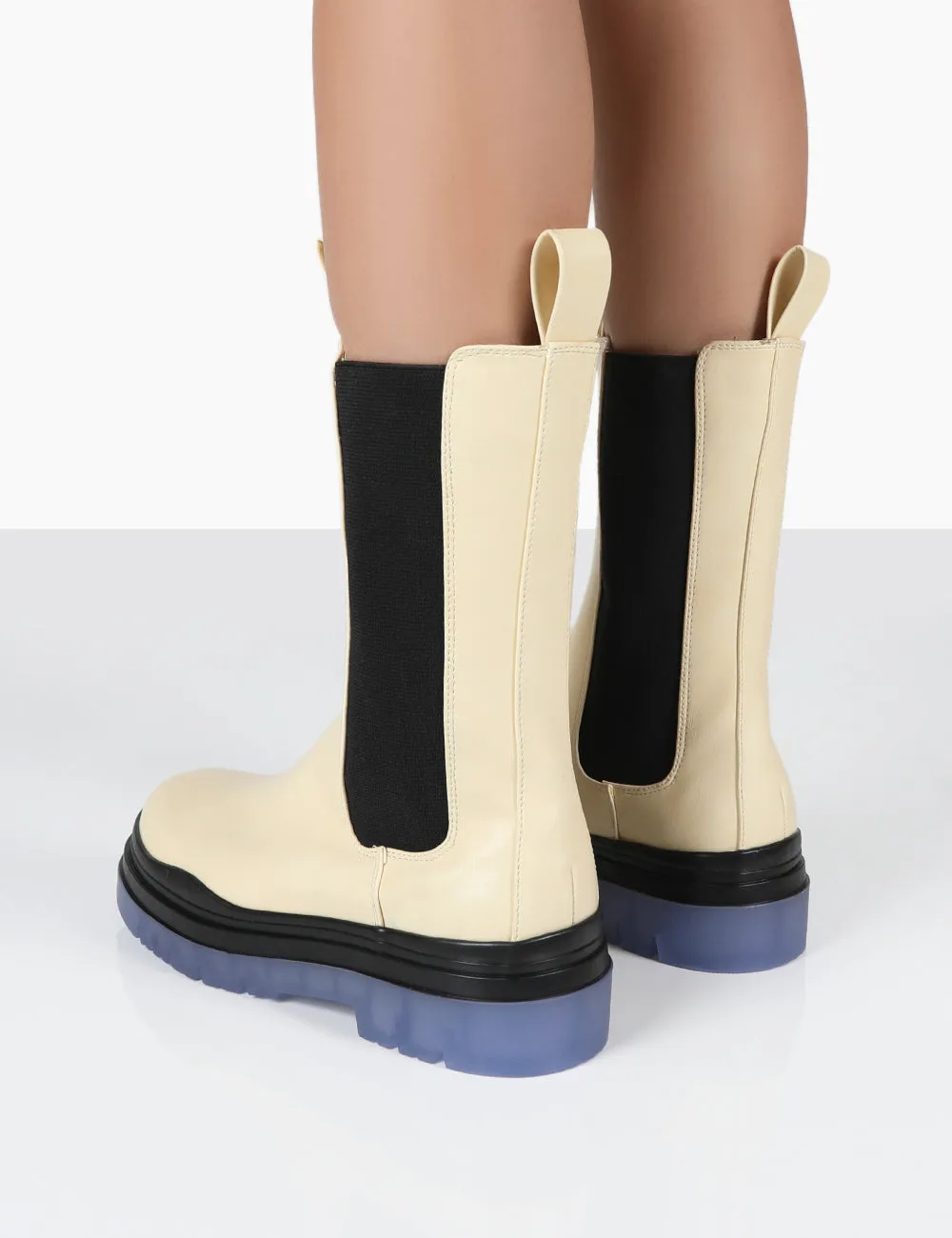 Winter Cream Ankle Chunky Sole Chelsea Boots