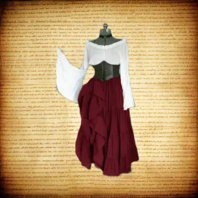 Women Court Retro Corset Maxi Flared Sleeves Vintage Vestido Viking Dress