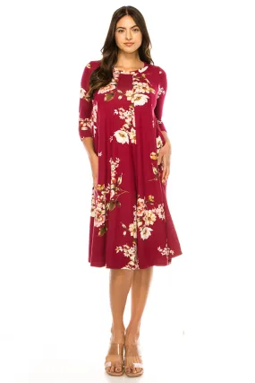 Women's Floral Essence Paneled A-Line Midi Dress