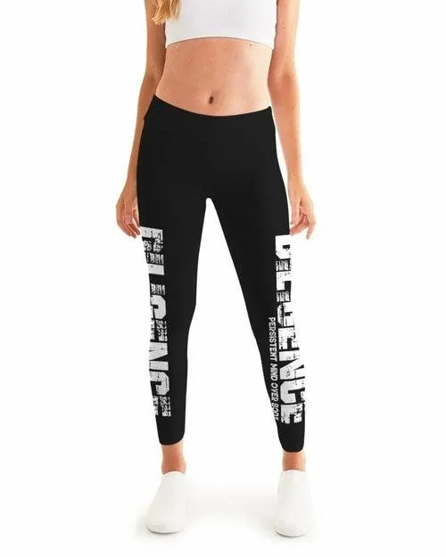 Womens Leggings, Bold Diligence Graphic Style Black And White Fitness