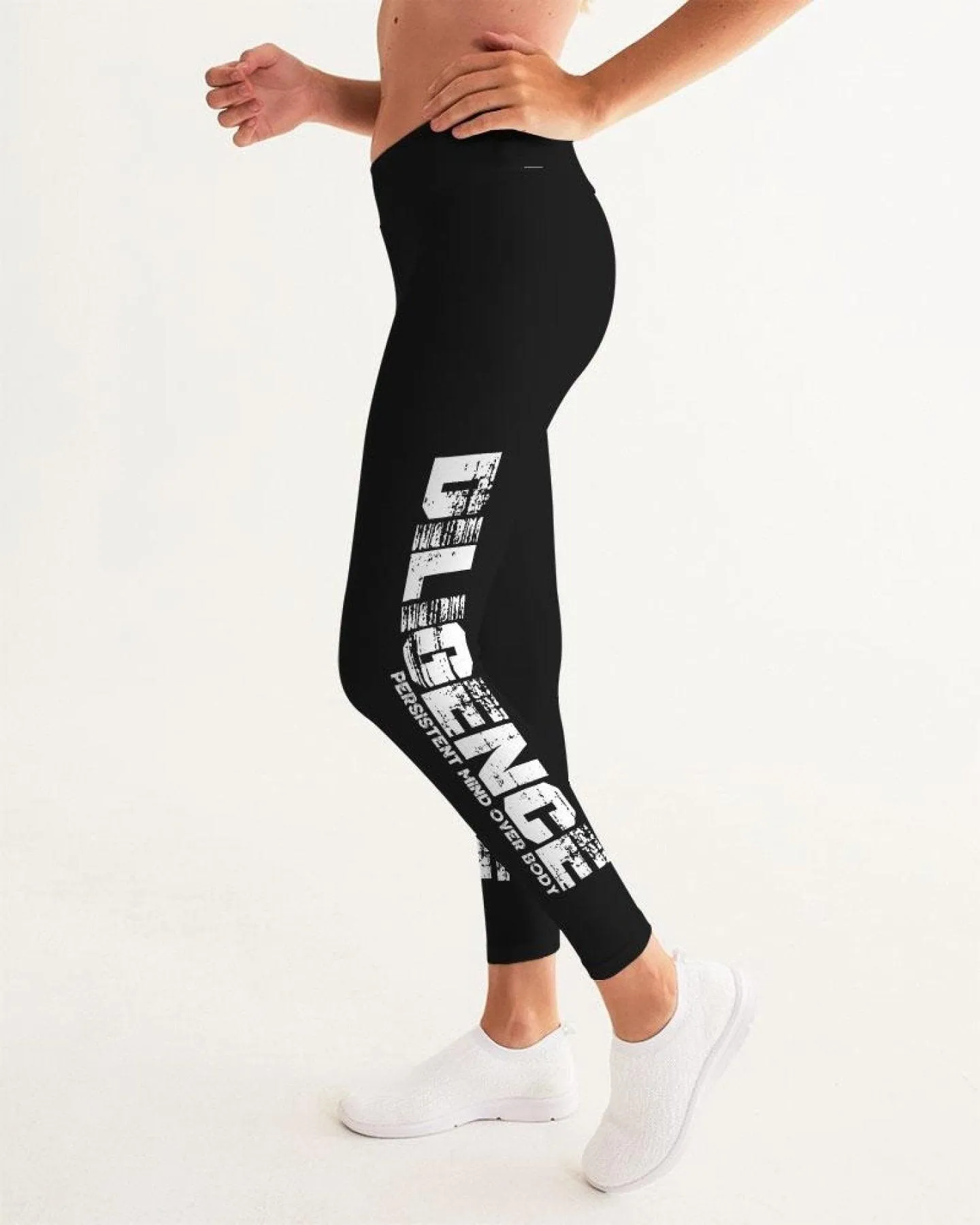 Womens Leggings, Bold Diligence Graphic Style Black And White Fitness