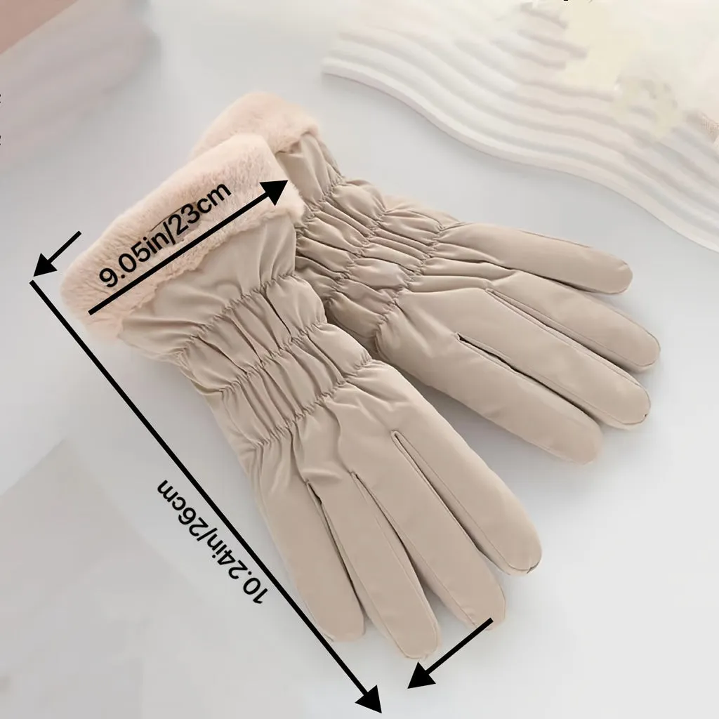 Women's Winter Touchscreen Gloves - Warm, Windproof & Thickened With Velvet Lining For Driving And Cycling