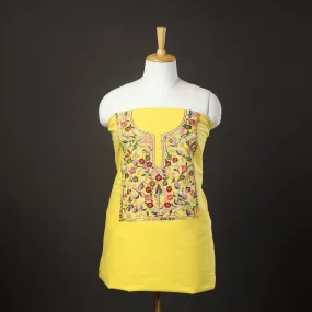 Yellow - 2pc Kashida Hand Embroidery Cotton Dress Material 48