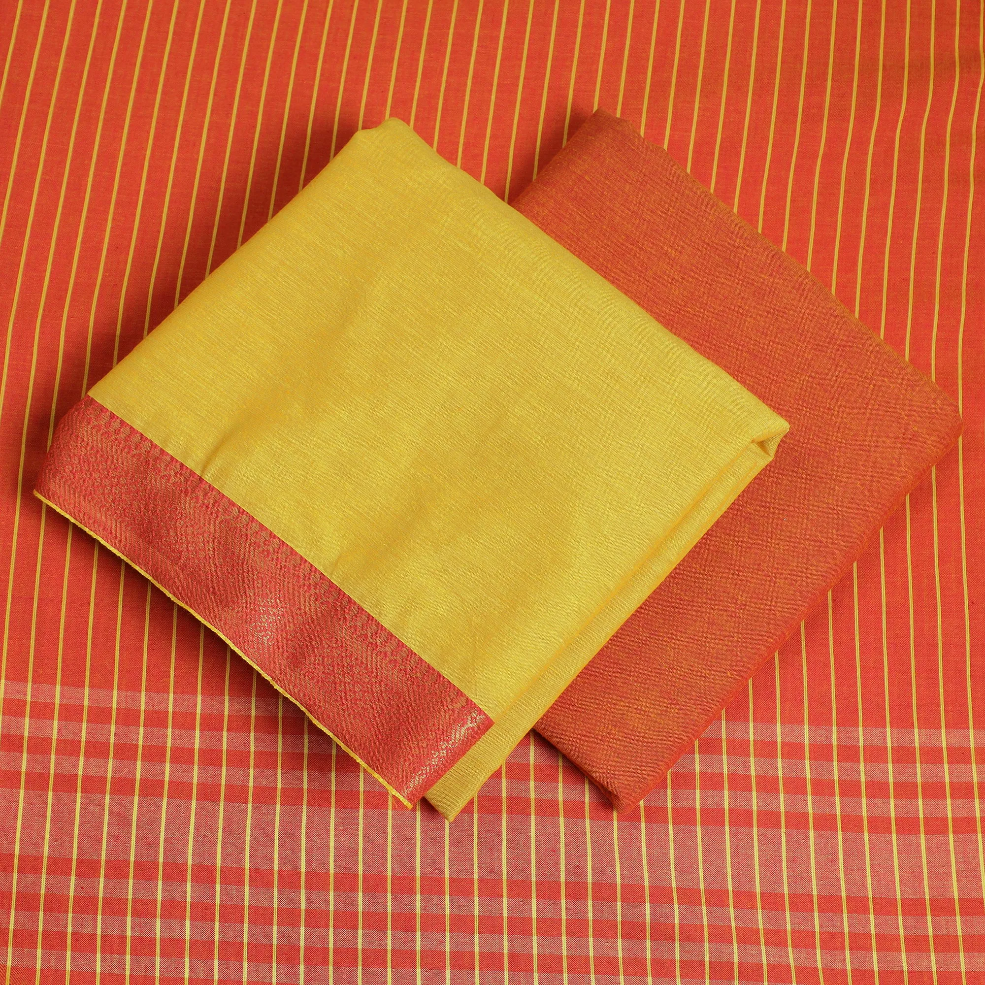 Yellow - 3pc Dharwad Cotton Suit Material Set 17