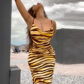 Zebra Print Chic Midi Dress - Culture Heaven Special